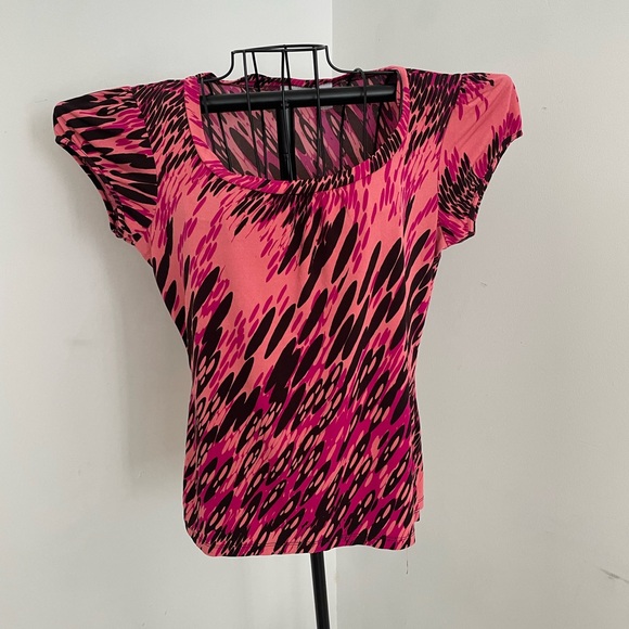 Worthington Vibrant Pink and Black Blouse - Picture 1 of 6